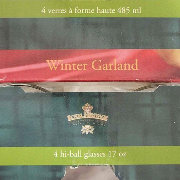 Vintage Royal Heritage Christmas Collection 4 hi-ball glasses 17 oz.- Ne… - Picture 3 of 8